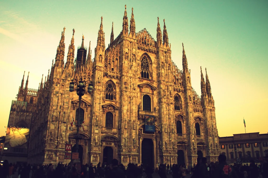 Panoramic view of Milan featuring hidden gems beyond the Duomo, including historic churches, secret courtyards, canals, and lesser-known attractions in Italy