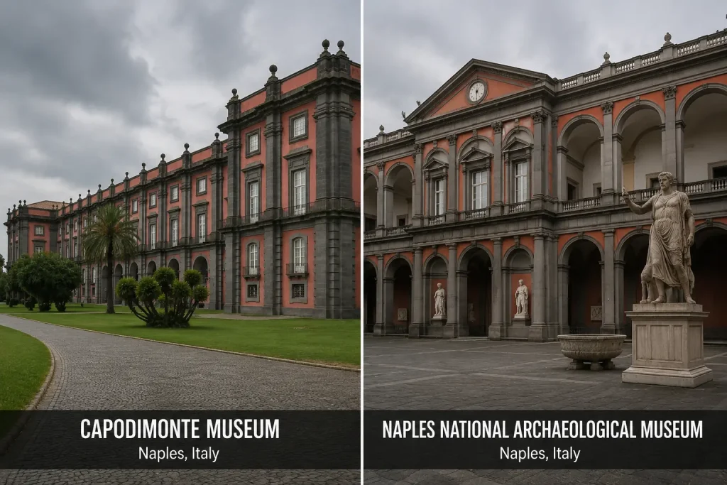 Comparison of Capodimonte Museum and Naples National Archaeological Museum in Naples, Italy