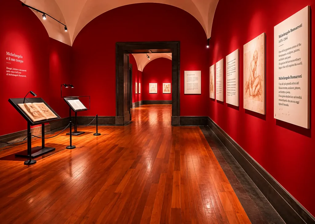 Exhibition gallery dedicated to Michelangelo at the Capodimonte Museum in Naples, Italy