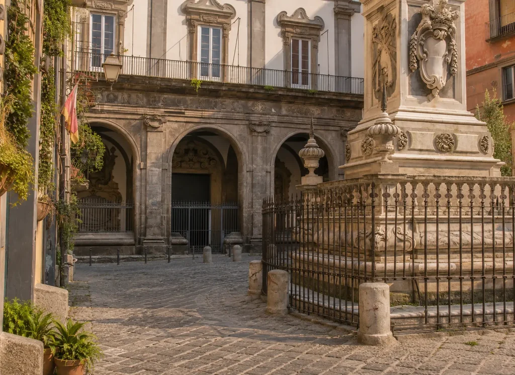 Piazza Riario Sforza with Pio Monte della Misericordia in Naples historic center, Italy