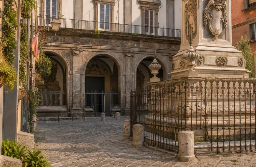 Piazza Riario Sforza with Pio Monte della Misericordia in Naples historic center, Italy